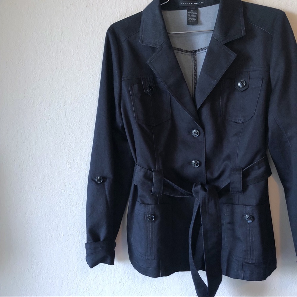 Grace Elements Dark Blue Button Down Jacket - 10 - image 3